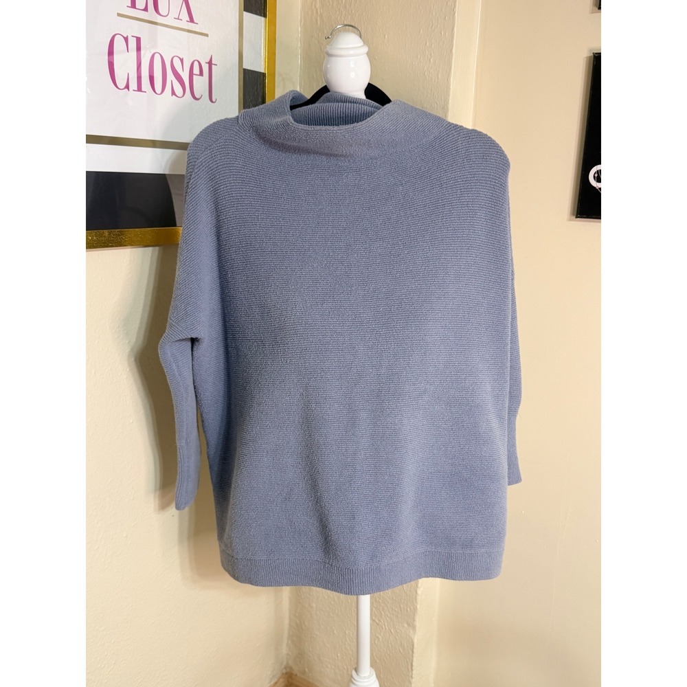 Free People Ottoman Slouchy Tunic Sweater Periwinkle Blue Ribbed Mock Neck XS